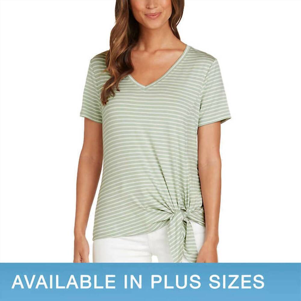 NEW MATTY M women's side tie t-shirt in light olive
